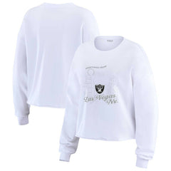 Las Vegas Raiders WEAR by Erin Andrews Women's Postcard Cropped Long Sleeve Top - White on sale