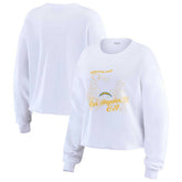 Los Angeles Chargers WEAR by Erin Andrews Women's Postcard Cropped Long Sleeve Top - White online