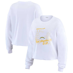 Los Angeles Chargers WEAR by Erin Andrews Women's Postcard Cropped Long Sleeve Top - White online