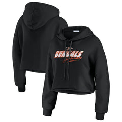 Cincinnati Bengals WEAR by Erin Andrews Women's Prime Cropped Pullover Hoodie - Black sale
