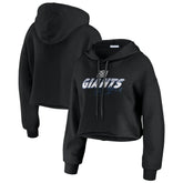 New York Giants WEAR by Erin Andrews Women's Prime Cropped Pullover Hoodie - Black discount