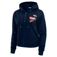 Denver Broncos WEAR by Erin Andrews Women's Waffle-Knit Pullover Hoodie - Navy sale