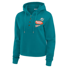 Miami Dolphins WEAR by Erin Andrews Women's Waffle-Knit Pullover Hoodie - Aqua sale
