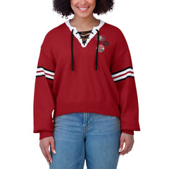 San Francisco 49ers WEAR by Erin Andrews Women's Lace-Up Sweater - Scarlet cheap