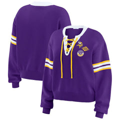 Minnesota Vikings WEAR by Erin Andrews Women's Lace-Up Sweater - Purple online