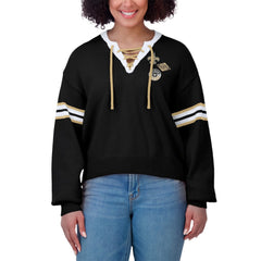 New Orleans Saints WEAR by Erin Andrews Women's Lace-Up Sweater - Black sale