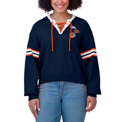 Denver Broncos WEAR by Erin Andrews Women's Lace-Up Sweater - Navy on sale