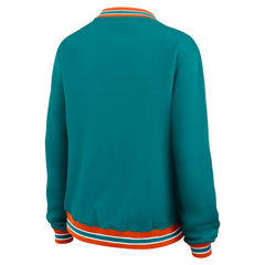 Miami Dolphins WEAR by Erin Andrews Women's Oversized Long Sleeve V-Neck Sweatshirt - Aqua outlet