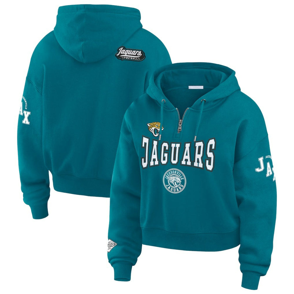 Jacksonville Jaguars WEAR by Erin Andrews Women's Patch Quarter-Zip Pullover Hoodie - Teal online