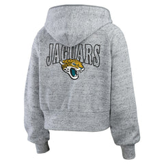Jacksonville Jaguars WEAR by Erin Andrews Women's Speckled Fleece Cropped Full-Zip Hoodie - Heather Gray outlet