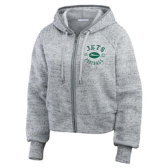 New York Jets WEAR by Erin Andrews Women's Speckled Fleece Cropped Full-Zip Hoodie - Heather Gray sale