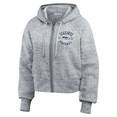 Seattle Seahawks WEAR by Erin Andrews Women's Speckled Fleece Cropped Full-Zip Hoodie - Heather Gray outlet