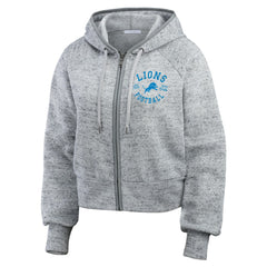 Detroit Lions WEAR by Erin Andrews Women's Speckled Fleece Cropped Full-Zip Hoodie - Heather Gray discount