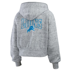 Detroit Lions WEAR by Erin Andrews Women's Speckled Fleece Cropped Full-Zip Hoodie - Heather Gray discount