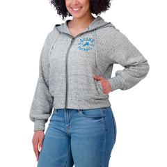 Detroit Lions WEAR by Erin Andrews Women's Speckled Fleece Cropped Full-Zip Hoodie - Heather Gray discount