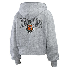 Cincinnati Bengals WEAR by Erin Andrews Women's Speckled Fleece Cropped Full-Zip Hoodie - Heather Gray sale