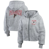 Atlanta Falcons WEAR by Erin Andrews Women's Speckled Fleece Cropped Full-Zip Hoodie - Heather Gray discount