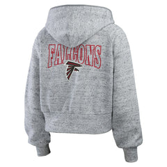 Atlanta Falcons WEAR by Erin Andrews Women's Speckled Fleece Cropped Full-Zip Hoodie - Heather Gray discount