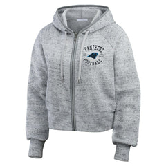 Carolina Panthers WEAR by Erin Andrews Women's Speckled Fleece Cropped Full-Zip Hoodie - Heather Gray cheap