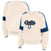 Indianapolis Colts WEAR by Erin Andrews Women's Stripe Pullover Sweater - Cream outlet