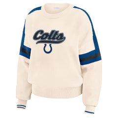 Indianapolis Colts WEAR by Erin Andrews Women's Stripe Pullover Sweater - Cream outlet