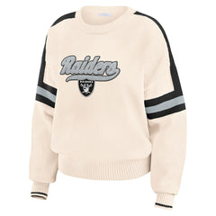 Las Vegas Raiders WEAR by Erin Andrews Women's Stripe Pullover Sweater - Cream outlet