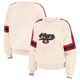 San Francisco 49ers WEAR by Erin Andrews Women's Stripe Pullover Sweater - Cream outlet