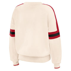 San Francisco 49ers WEAR by Erin Andrews Women's Stripe Pullover Sweater - Cream outlet
