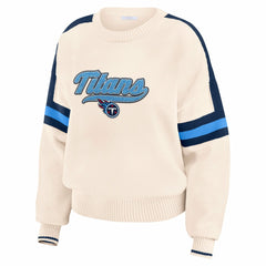 Tennessee Titans WEAR by Erin Andrews Women's Stripe Pullover Sweater - Cream online