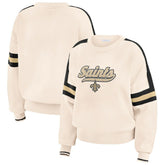 New Orleans Saints WEAR by Erin Andrews Women's Stripe Pullover Sweater - Cream cheap