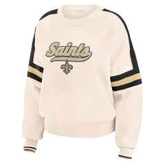 New Orleans Saints WEAR by Erin Andrews Women's Stripe Pullover Sweater - Cream cheap