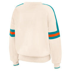 Miami Dolphins WEAR by Erin Andrews Women's Stripe Pullover Sweater - Cream outlet