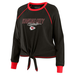 Kansas City Chiefs WEAR by Erin Andrews Women's Tie-Front Long Sleeve T-Shirt - Black on sale