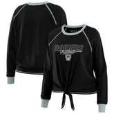 Las Vegas Raiders WEAR by Erin Andrews Women's Tie-Front Long Sleeve T-Shirt - Black outlet