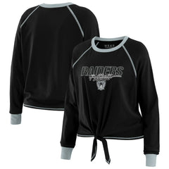 Las Vegas Raiders WEAR by Erin Andrews Women's Tie-Front Long Sleeve T-Shirt - Black outlet