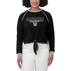 Las Vegas Raiders WEAR by Erin Andrews Women's Tie-Front Long Sleeve T-Shirt - Black outlet
