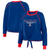 New England Patriots WEAR by Erin Andrews Women's Tie-Front Long Sleeve T-Shirt - Royal on sale