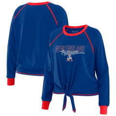 New England Patriots WEAR by Erin Andrews Women's Tie-Front Long Sleeve T-Shirt - Royal on sale
