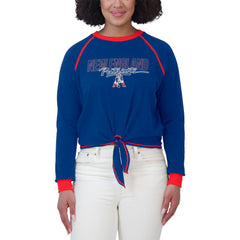 New England Patriots WEAR by Erin Andrews Women's Tie-Front Long Sleeve T-Shirt - Royal on sale