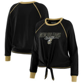 New Orleans Saints WEAR by Erin Andrews Women's Tie-Front Long Sleeve T-Shirt - Black discount