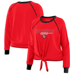 San Francisco 49ers WEAR by Erin Andrews Women's Tie-Front Long Sleeve T-Shirt - Scarlet outlet