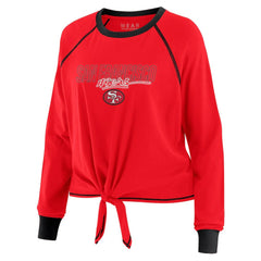 San Francisco 49ers WEAR by Erin Andrews Women's Tie-Front Long Sleeve T-Shirt - Scarlet outlet
