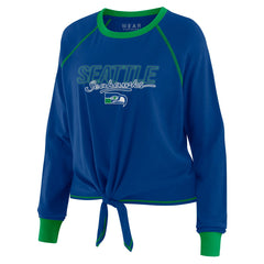 Seattle Seahawks WEAR by Erin Andrews Women's Tie-Front Long Sleeve T-Shirt - Royal discount