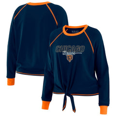Chicago Bears WEAR by Erin Andrews Women's Tie-Front Long Sleeve T-Shirt - Navy online