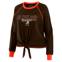 Cleveland Browns WEAR by Erin Andrews Women's Tie-Front Long Sleeve T-Shirt - Brown sale