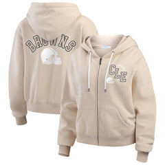 Cleveland Browns WEAR by Erin Andrews Women's Tonal Full-Zip Hoodie - Oatmeal discount
