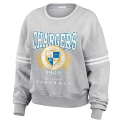Los Angeles Chargers WEAR by Erin Andrews Women's Cropped Pullover Sweatshirt - Heather Gray discount