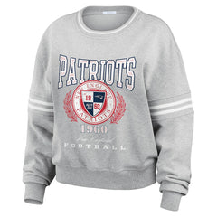 New England Patriots WEAR by Erin Andrews Women's Pullover Sweatshirt - Heather Gray for sale