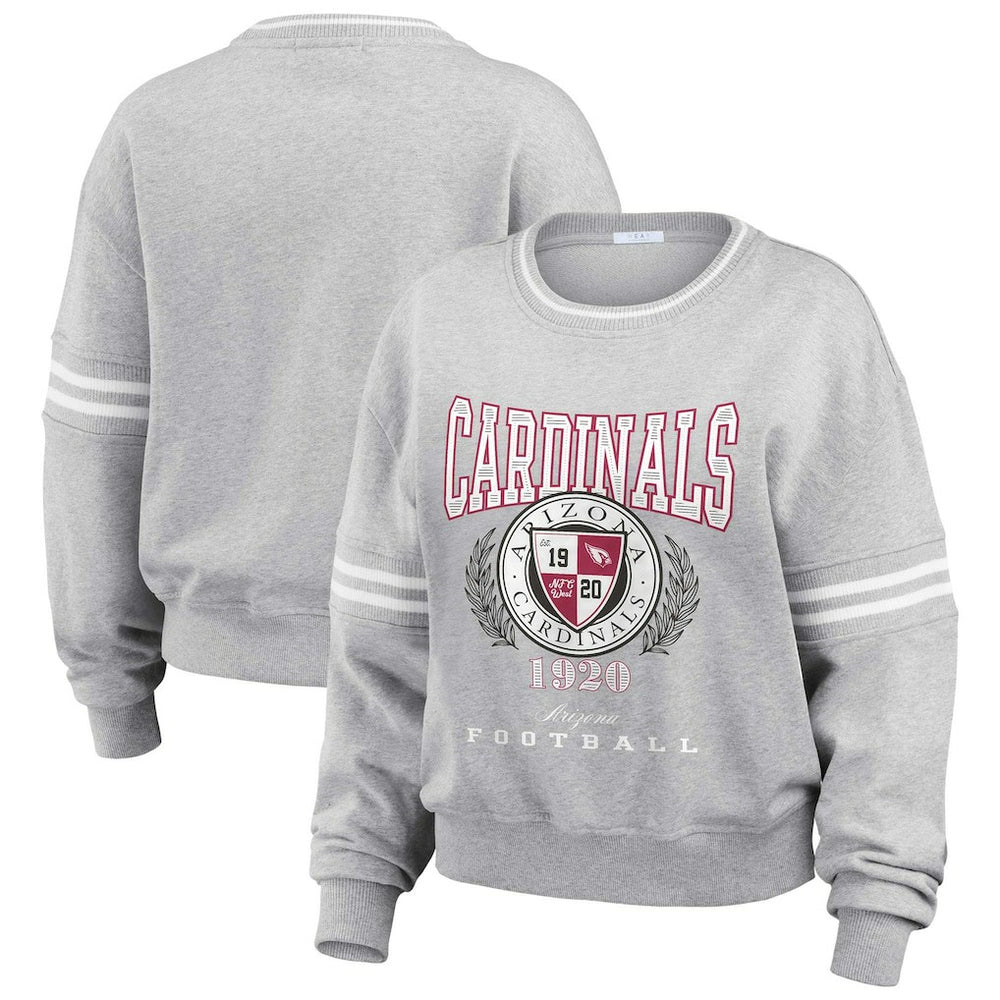 Arizona Cardinals WEAR by Erin Andrews Women's Cropped Pullover Sweatshirt - Heather Gray online