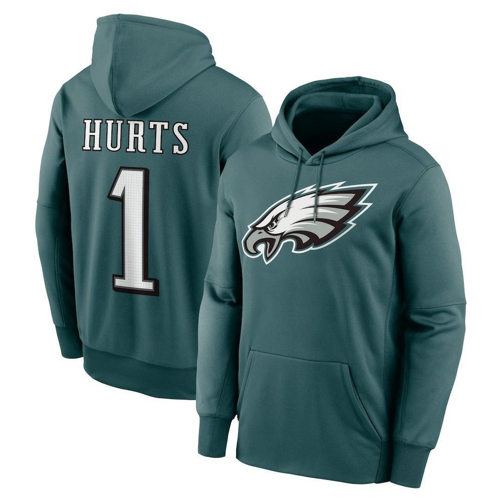 Jalen Hurts Philadelphia Eagles Player Name & Number Therma Hoodie - Midnight Green | Nike for sale